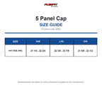 6560 Flexfit 5 Panel Cap size guide (6560)