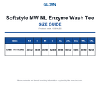 65ENLB0 Gildan Softstyle MW NL Enzyme Wash Tee size guide (65ENLB0)