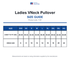 710F Russell Collection Ladies VNeck Pullover size guide (710F)