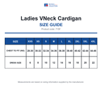 715F Russell Collection Ladies VNeck Cardigan size guide (715F)
