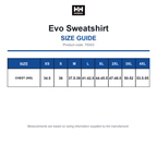 79343 Helly Hansen Evo Sweatshirt size guide (79343)