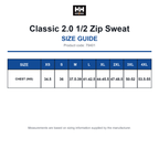 79401 Helly Hansen Classic 2.0 1/2 Zip Sweat size guide (79401)