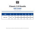 79403 Helly Hansen Classic 2.0 Hoodie size guide (79403)