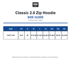 79404 Helly Hansen Classic 2.0 Zip Hoodie size guide (79404)