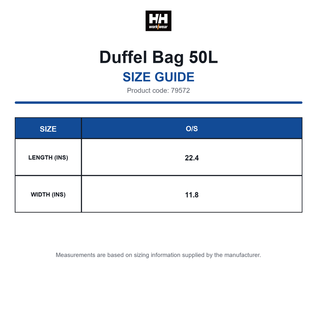 79572 Helly Hansen Duffel Bag 50L size guide (79572)