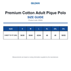 85800 Gildan Premium Cotton Adult Pique Polo size guide (85800)