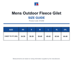 8720M Russell Mens Outdoor Fleece Gilet size guide (8720M)