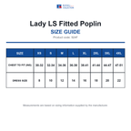 924F Russell Collection Lady LS Fitted Poplin size guide (924F)