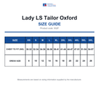 932F Russell Collection Lady LS Tailor Oxford size guide (932F)
