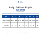 934F Russell Collection Lady LS Clasic Poplin size guide (934F)
