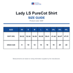 936F Russell Collection Lady LS PureCot Shirt size guide (936F)