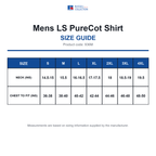 936M Russell Collection Mens LS PureCot Shirt size guide (936M)