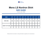 956M Russell Collection Mens LS NonIron Shirt size guide (956M)