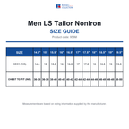 958M Russell Collection Men LS Tailor NonIron size guide (958M)
