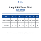 962F Russell Collection Lady LS H'Bone Shirt size guide (962F)