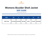 AFH-1W Stormtech Womens Boulder Shell Jacket size guide (AFH-1W)