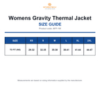 AFP-1W Stormtech Womens Gravity Thermal Jacket size guide (AFP-1W)