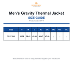 AFP-1 Stormtech Men's Gravity Thermal Jacket size guide (AFP-1)