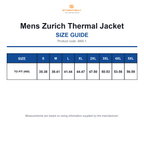 ANX-1 Stormtech Mens Zurich Thermal Jacket size guide (ANX-1)