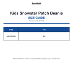 B443B Beechfield Kids Snowstar Patch Beanie size guide (B443B)