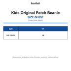 B445B Beechfield Kids Original Patch Beanie size guide (B445B)