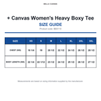 BE6110 Bella + Canvas Women's Heavy Boxy Tee size guide (BE6110)