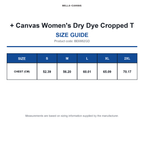 BE6882GD Bella + Canvas Women's Dry Dye Cropped T size guide (BE6882GD)