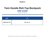 BG118 Bagbase Twin Handle Roll-Top Backpack size guide (BG118)
