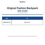 BG125 Bagbase Original Fashion Backpack size guide (BG125)