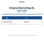 BG140L Bagbase Original Barrel Bag XL size guide (BG140L)