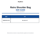 BG14 Bagbase Retro Shoulder Bag size guide (BG14)
