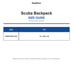 BG168 Bagbase Scuba Backpack size guide (BG168)