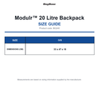 BG240 Bagbase Modulr™ 20 Litre Backpack size guide (BG240)