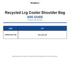 BG290 Bagbase Recycled Lrg Cooler Shoulder Bag size guide (BG290)