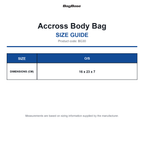 BG30 Bagbase Accross Body Bag size guide (BG30)