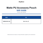 BG330 Bagbase Matte PU Accessory Pouch size guide (BG330)
