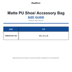 BG337 Bagbase Matte PU Shoe/ Accessory Bag size guide (BG337)