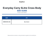 BG346 Bagbase Everyday Carry 5Litre Cross Body size guide (BG346)