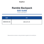 BG370 Bagbase Ramble Backpack size guide (BG370)