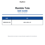 BG375 Bagbase Ramble Tote size guide (BG375)