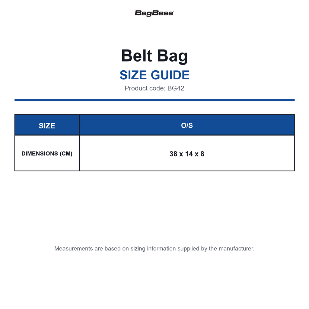 BG42 Bagbase Belt Bag size guide (BG42)