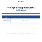 BG613 Bagbase Vintage Laptop Backpack size guide (BG613)