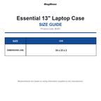 BG67 Bagbase Essential 13" Laptop Case size guide (BG67)