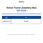 BG710 Bagbase Velvet Travel Jewellery Box size guide (BG710)