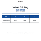 BG718 Bagbase Velvet Gift Bag size guide (BG718)
