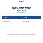 BG71 Bagbase Retro Messenger size guide (BG71)