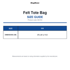 BG723 Bagbase Felt Tote Bag size guide (BG723)
