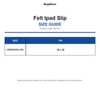 BG727 Bagbase Felt Ipad Slip size guide (BG727)