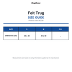 BG728 Bagbase Felt Trug size guide (BG728)