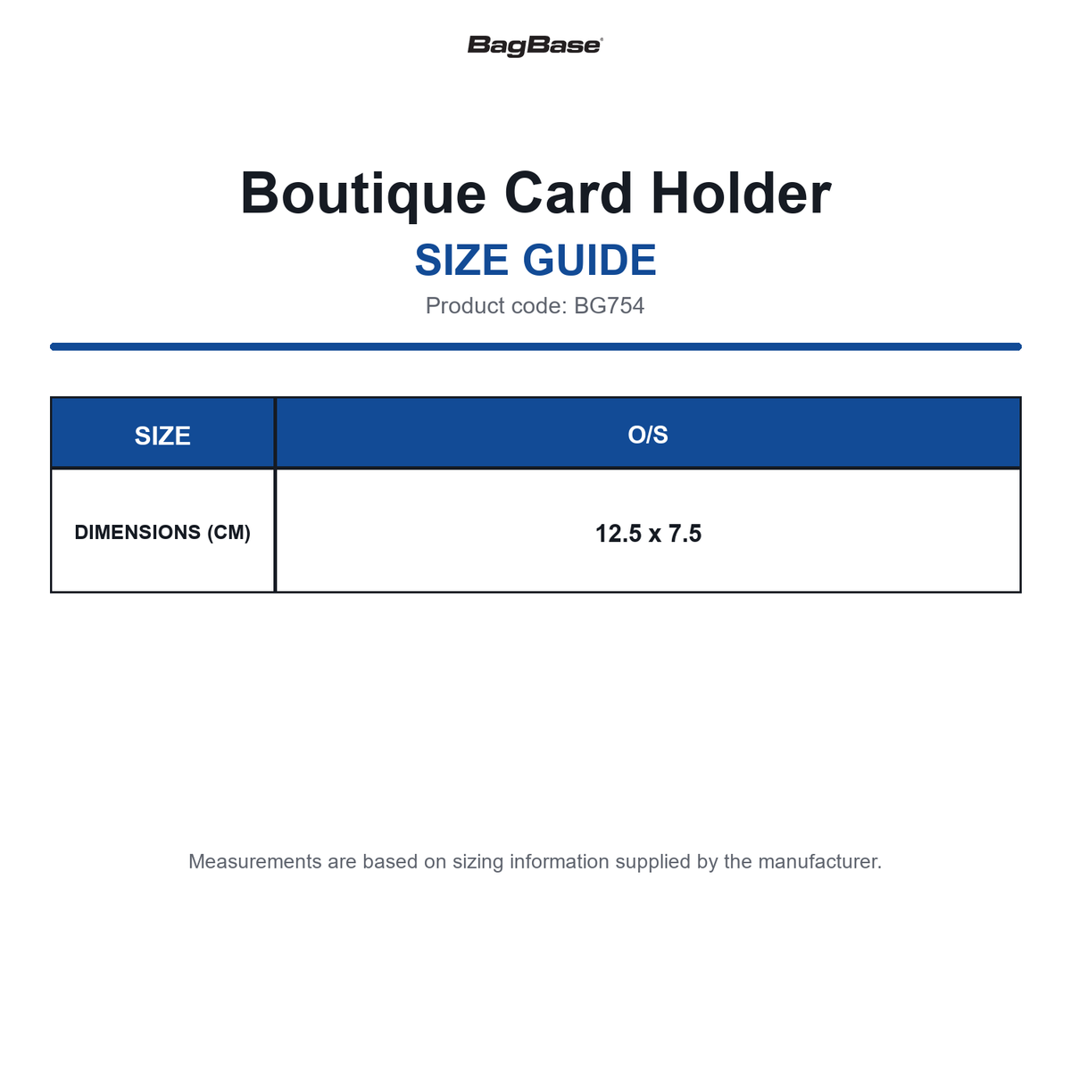 BG754 Bagbase Boutique Card Holder size guide (BG754)